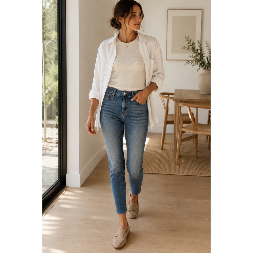 Reformation Harper High Rise Skinny Jeans Destin Wash Stretch Ankle 27